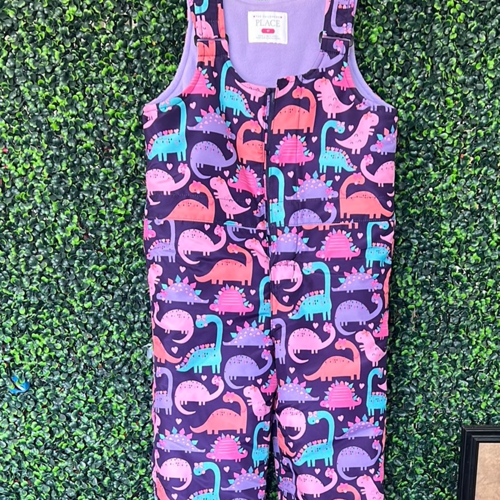 The Children's Place dinosaur snow overalls